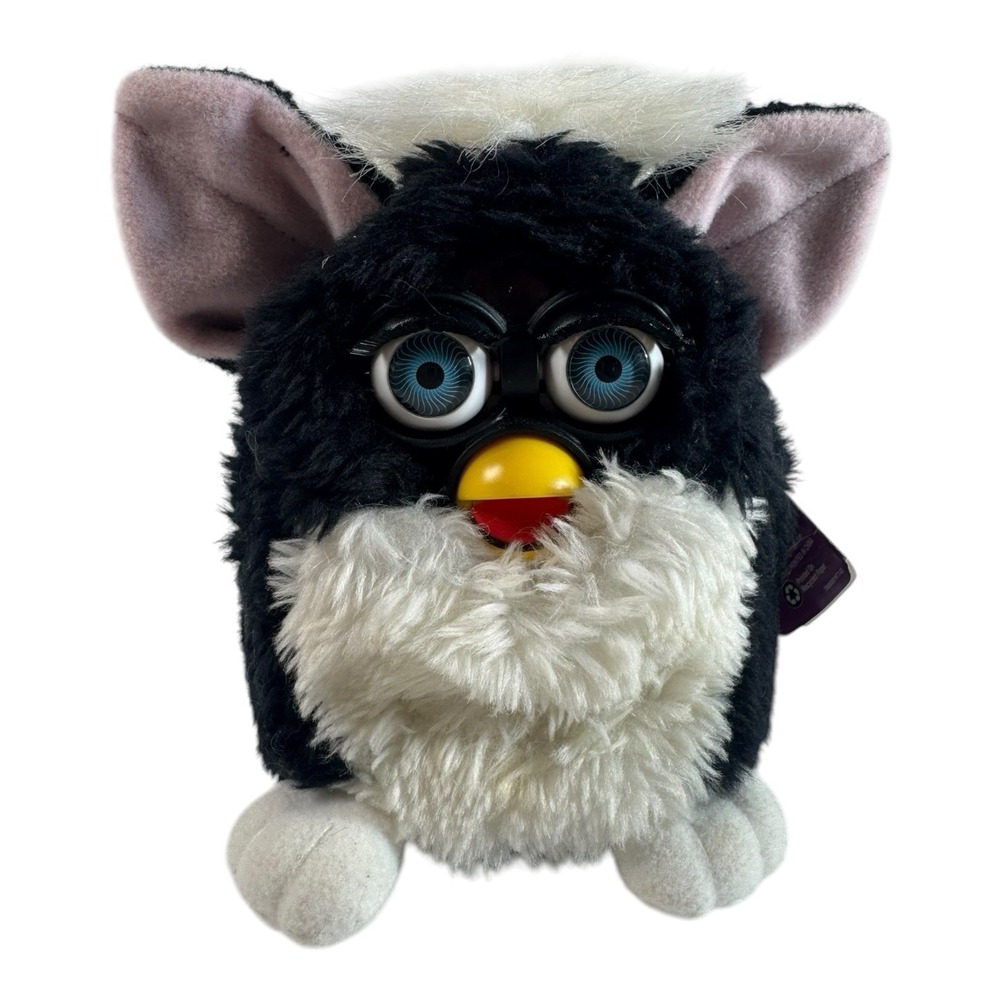 Furby Skunk Black & White Vintage 1998 Brown Eyes with Tag Tested and Working.